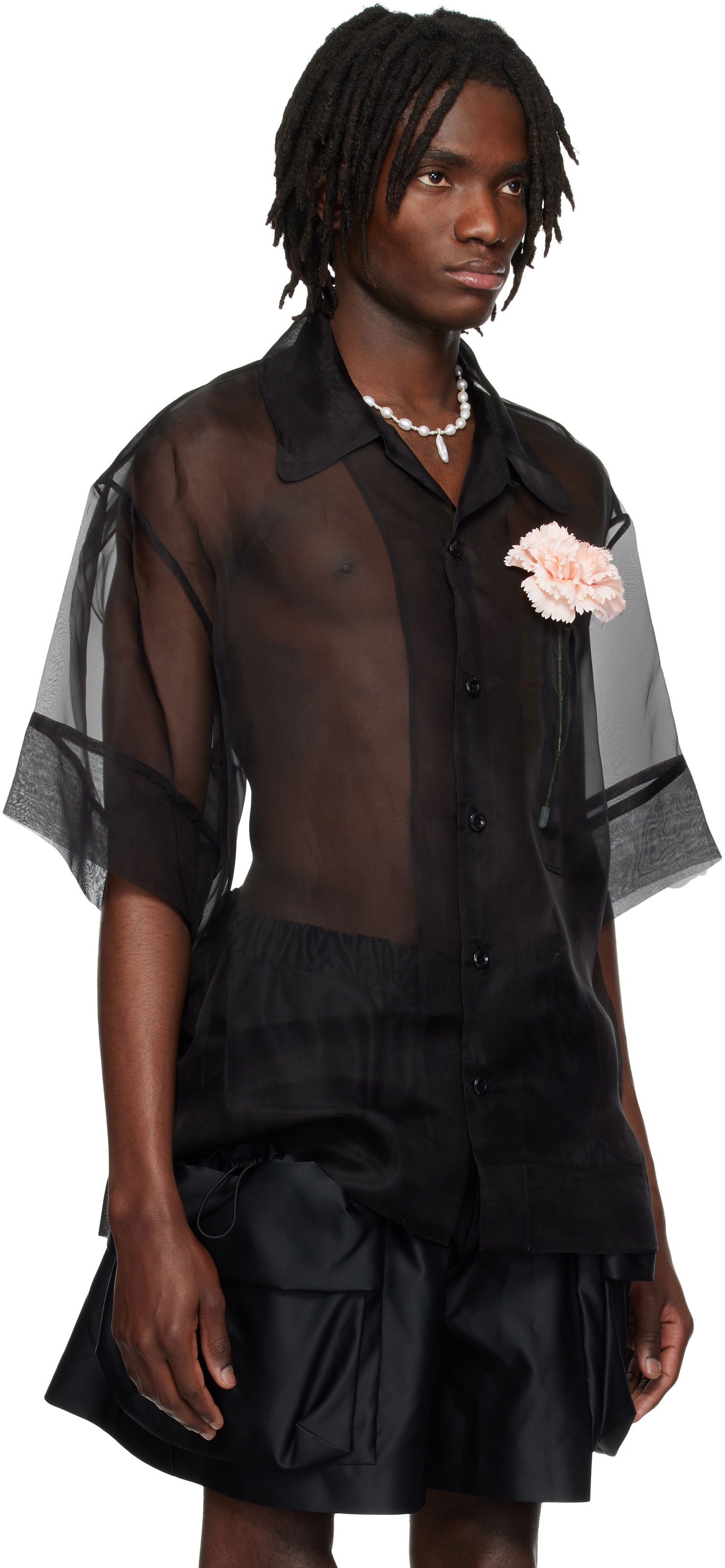 Риза Simone Rocha Simone Rocha Carnation Pocket Boxy Shirt Черно | 5332 0360, 1