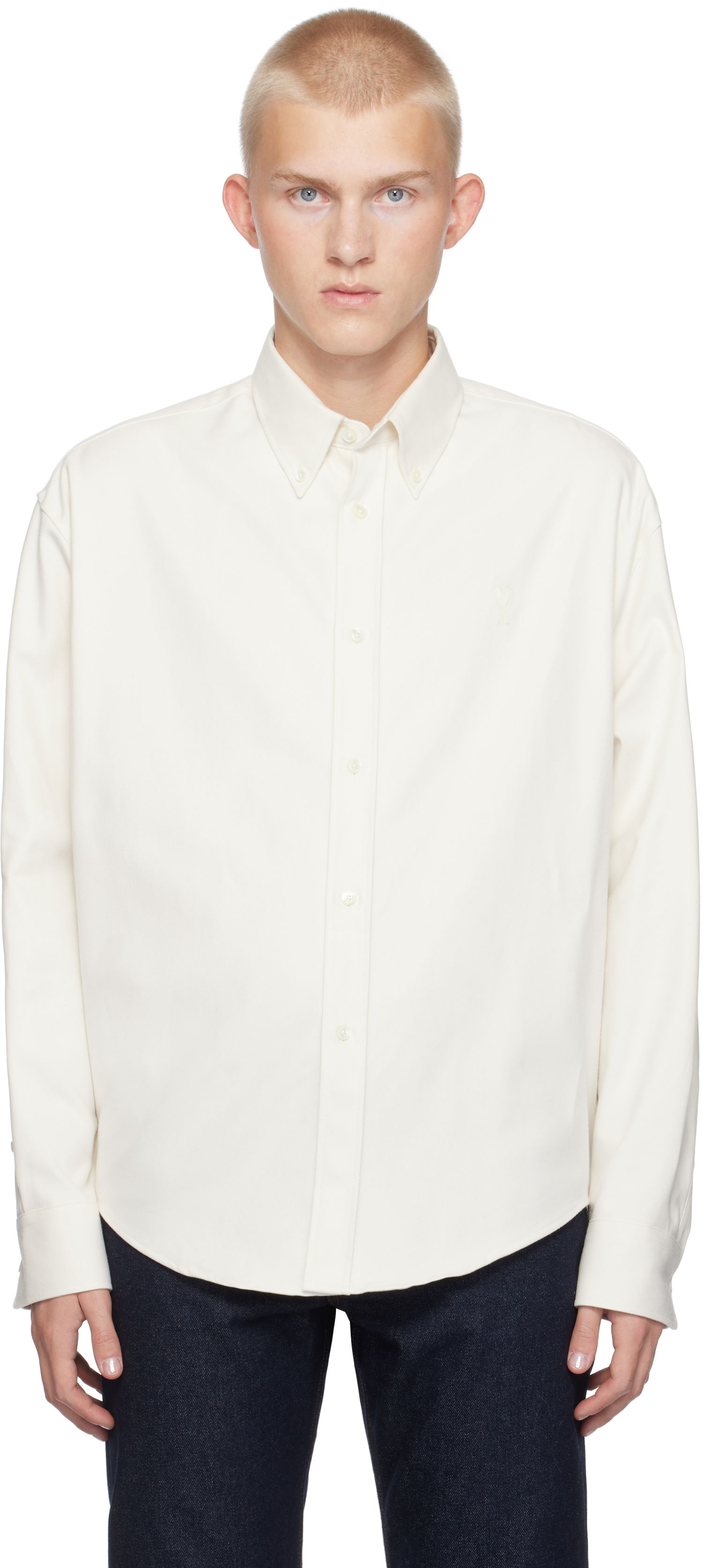 Риза AMI Boxy Fit Shirt Бяло | HSH170.CO0056, 0