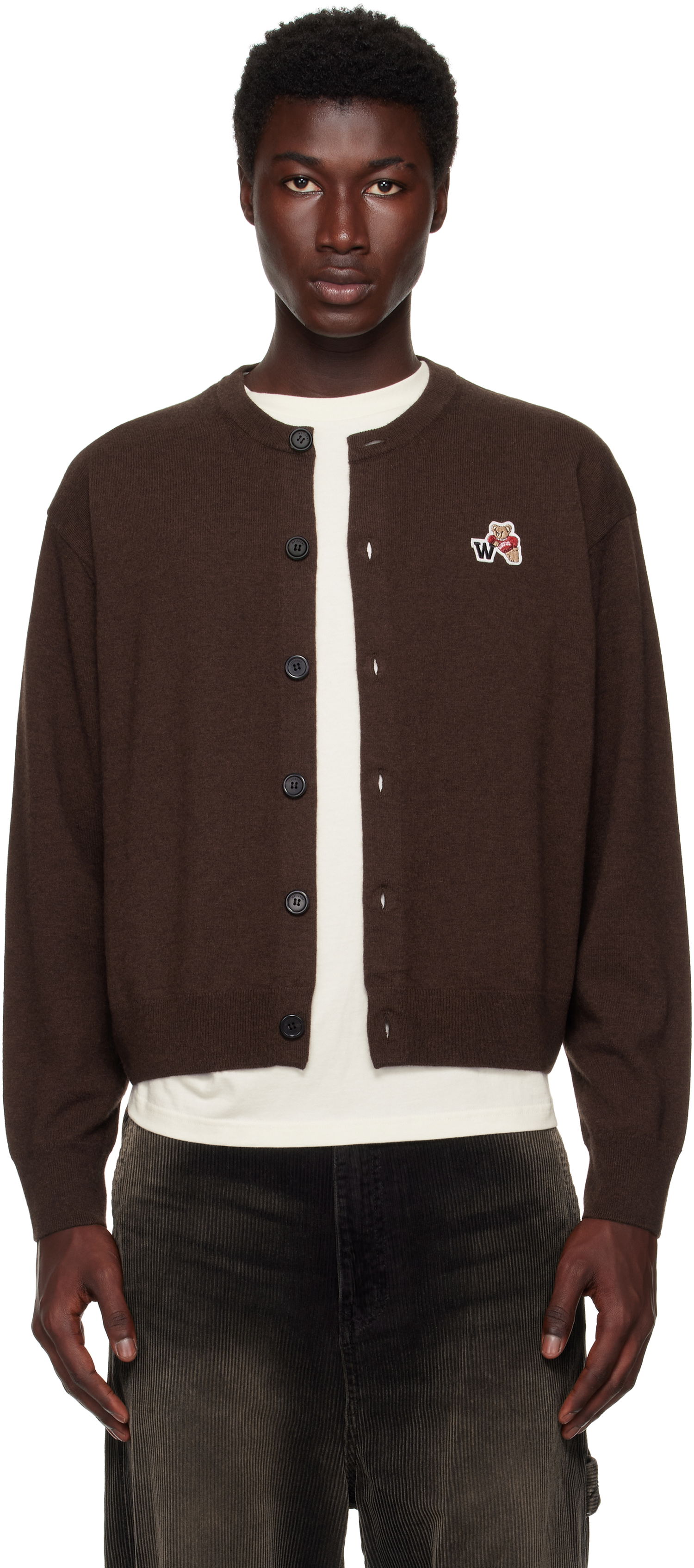 Пуловер We11done We11done Single Patch Cardigan Кафяво | WD-KC2-25-611-U-BR, 0