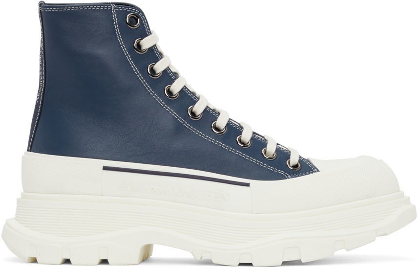 Кецове и обувки Alexander McQueen Tread Slick High Sneakers Синьо | 627206WIAM2, 0