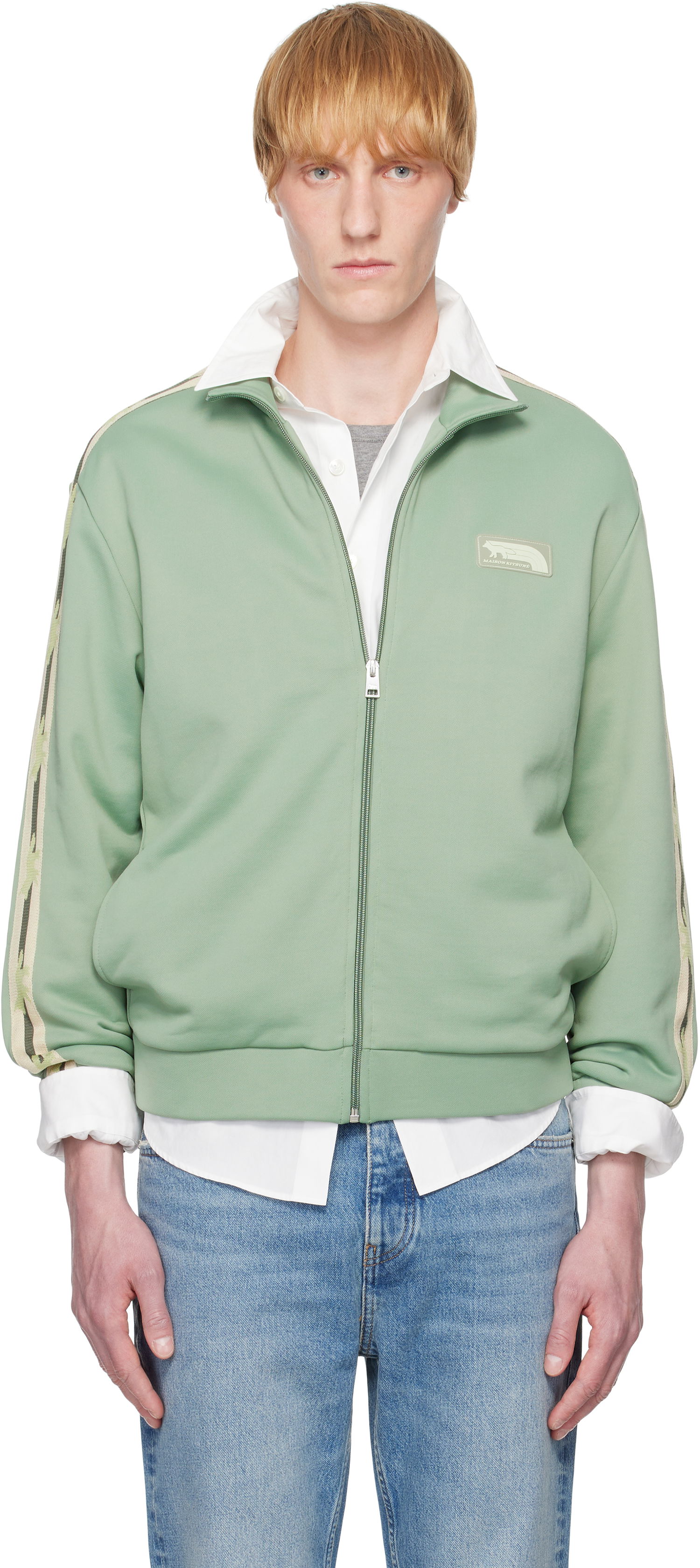 Яке MAISON KITSUNÉ Maison Kitsuné Flash Fox Zipped Track Jacket Зелено | OM02132KM0322, 0