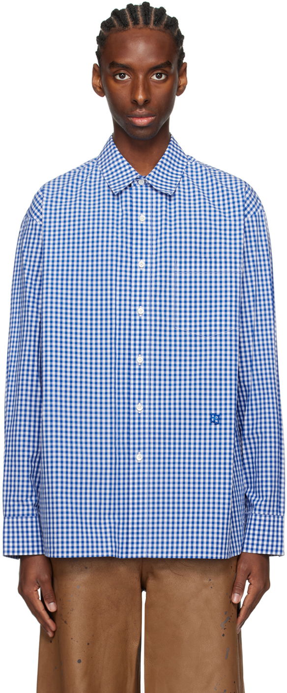 Риза ADER ERROR Checkered Droptail Shirt Синьо | BMSGFYSH0102BL