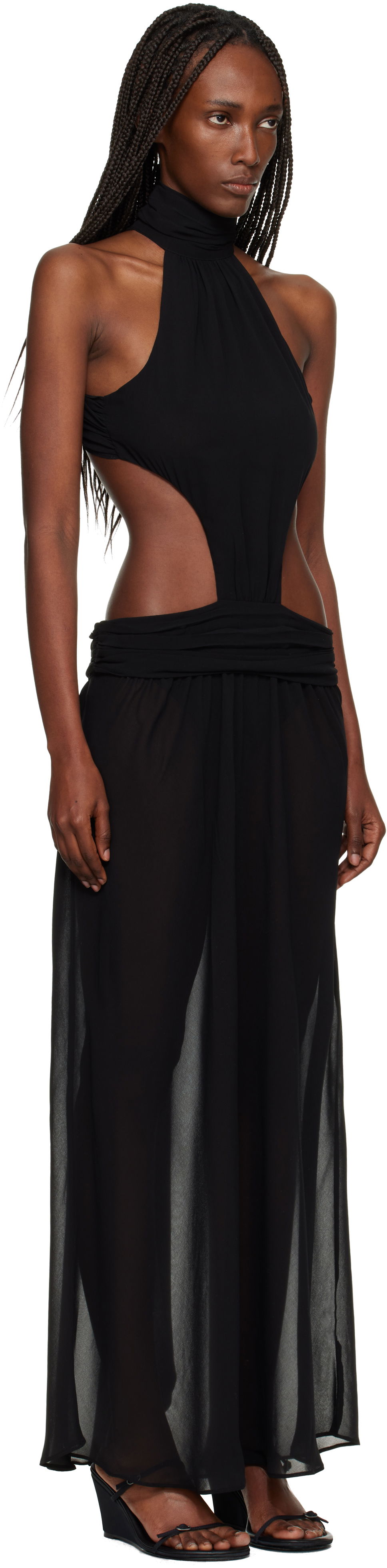 Pокля GUIZIO Marais Halter Cut-Out Maxi Dress Черно | H25411W096, 1