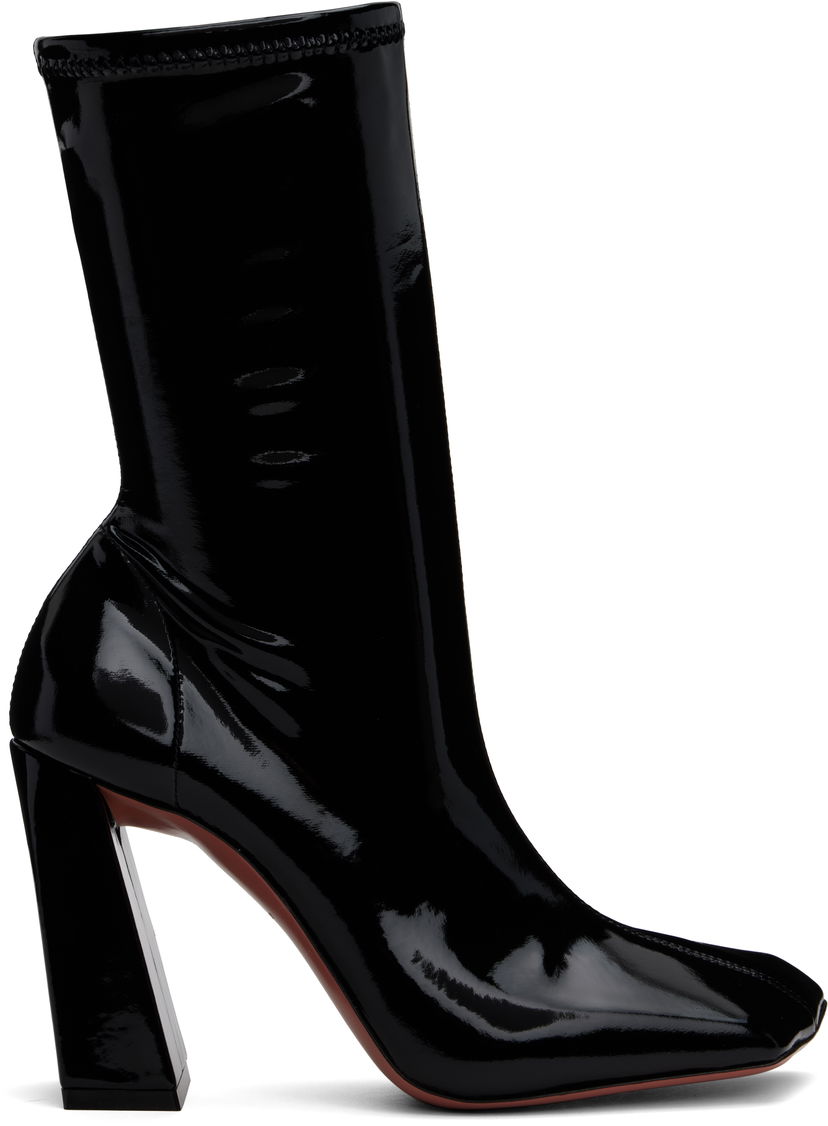 Облекло Amina Muaddi Amina Muaddi Marine Stretch Boots Черно | MARINE STRETCH BOOTIE 95 LATEX