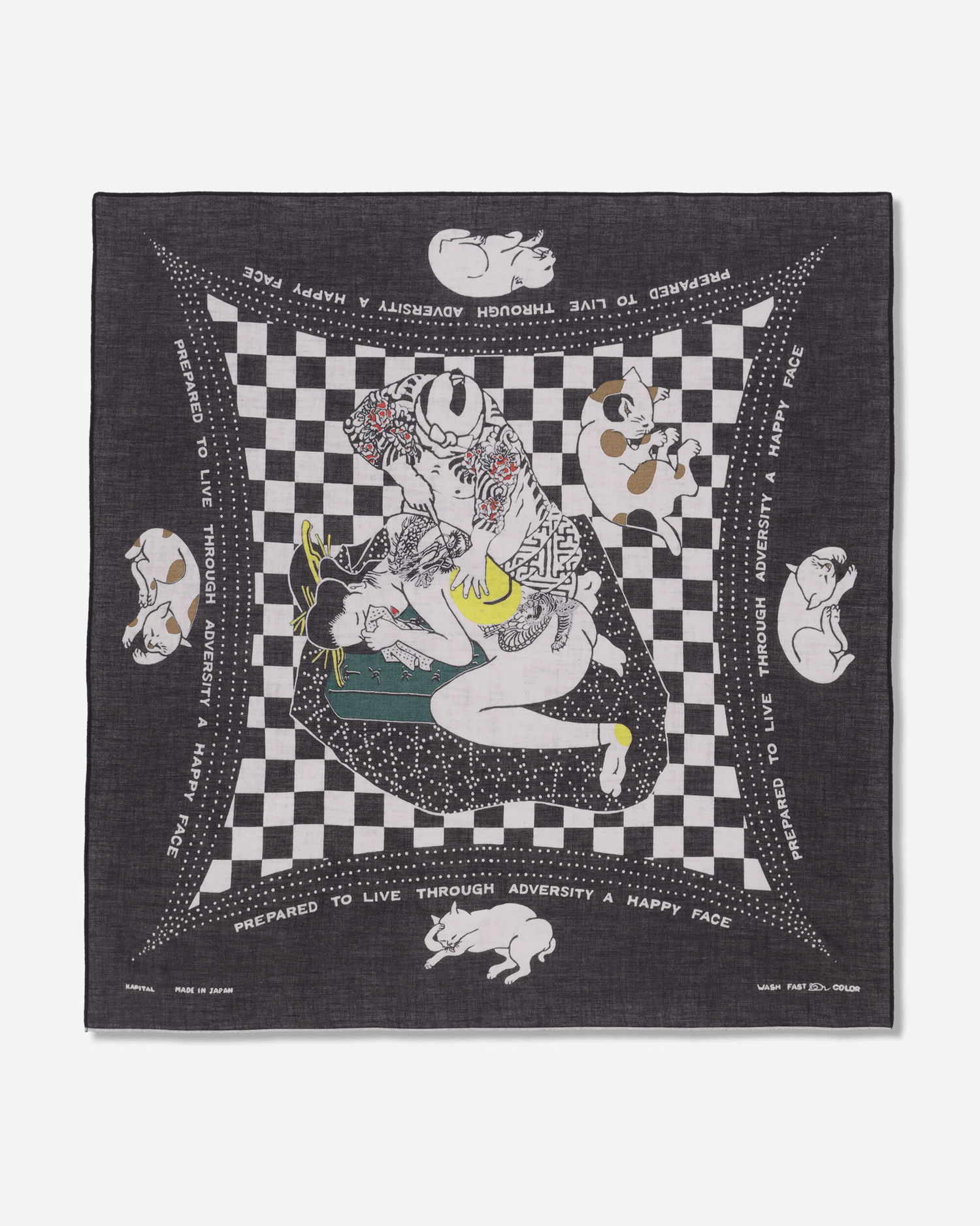 Шал KAPITAL Selvedge Bandana No Woman No Cry Черно | EK-1539BA BLACK, 0