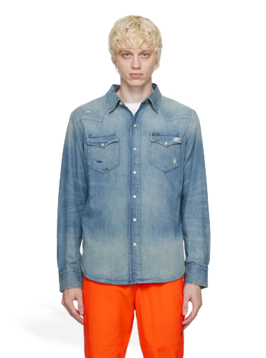 Риза Polo by Ralph Lauren Distressed Denim Shirt Синьо | 710910716001