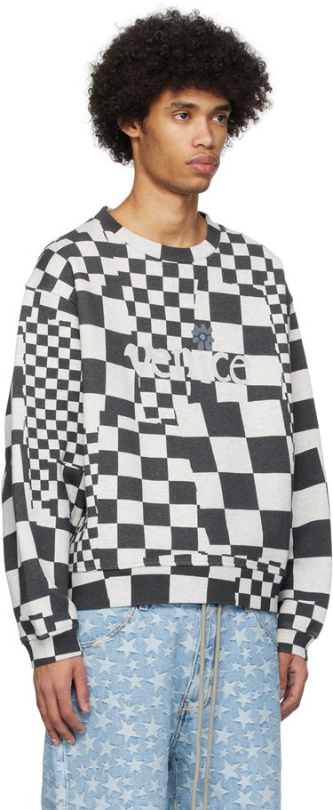 Суитчър ERL 'Venice' Checkerboard Print Sweatshirt Сиво | ERL08T023, 1