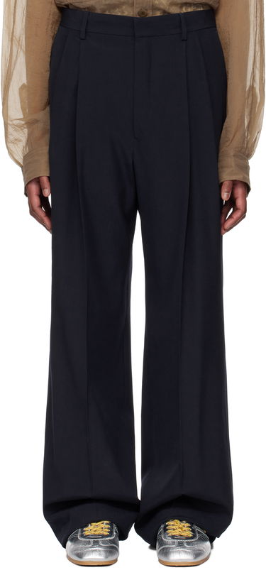 Панталони Dries Van Noten Dries Van Noten Wool Straight-Leg Trousers Тъмно синьо | 251-020914-1063, 0