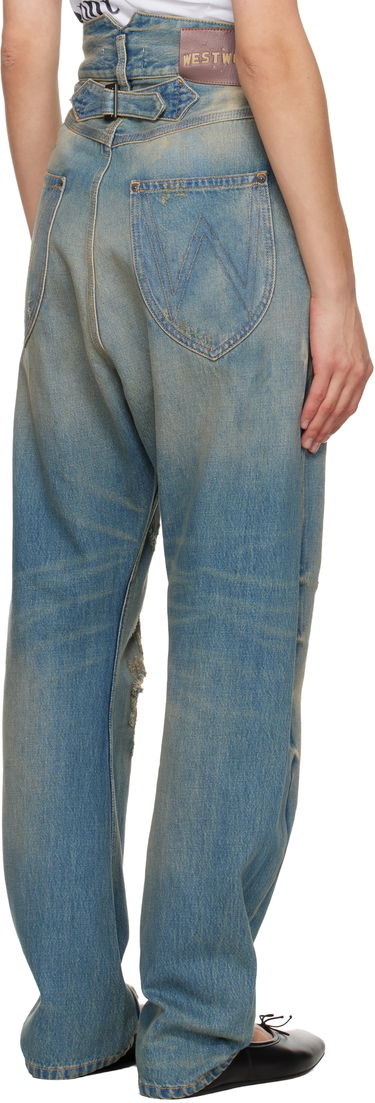 Дънки Vivienne Westwood Washed Distressed Buckle Back Jeans Синьо | 39020012-W018A-, 2