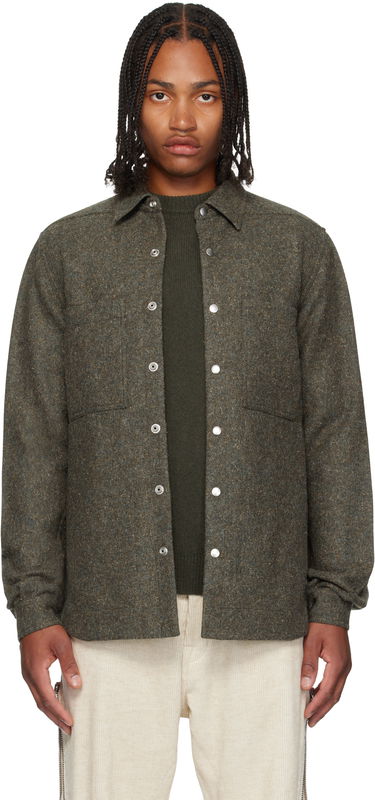Риза Rick Owens Rick Owens Concordians Rugged Wool Shirt Зелено | RU02E1744 WRU, 0