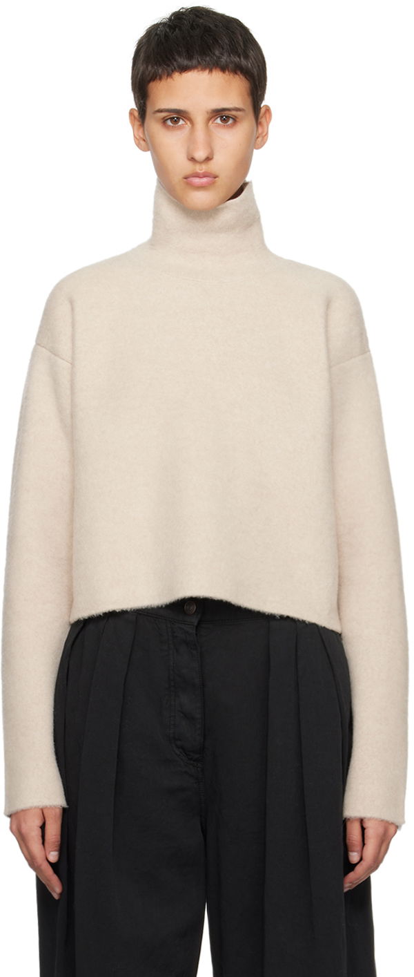 Пуловер The Row Cropped Turtleneck Sweater Бежово | 7641-Y255, 0