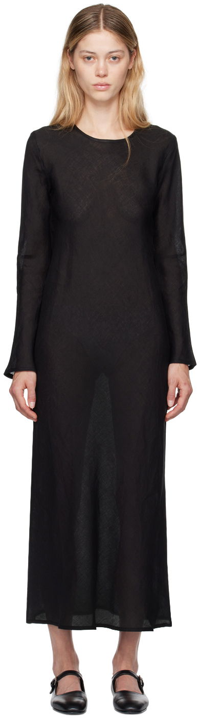 Pокля Baserange Baserange Dydine Long Sleeve Maxi Dress Черно | DRDYL-LI-EXAU24, 0