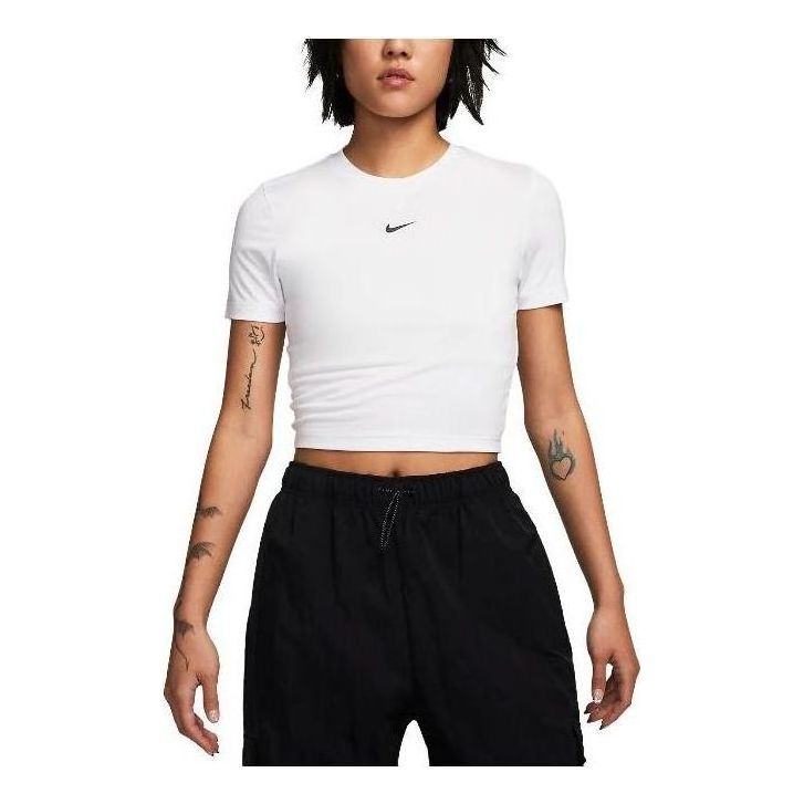 Съкратен топ Nike Sportswear Essential Slim-Fit Crop T-Shirt Бяло | FB2874-100