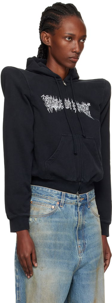 Суитчър VETEMENTS Vetements Cradle of Filth Logo Extreme Shoulder Zip-Up Hoodie Черно | UCF76ZU170B, 4