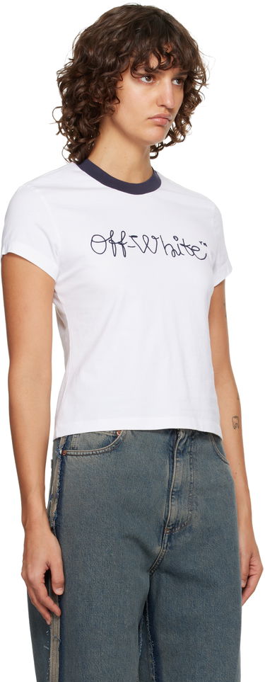 Тениска Off-White Emb Script Logo Fitted T-Shirt Бяло | OWAA112F25JER0010148, 4