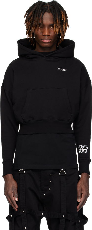 Суитчър We11done We11done Teddy Twins Sleeve Hoodie Черно | WD-TH0-25-841-U-BK, 0