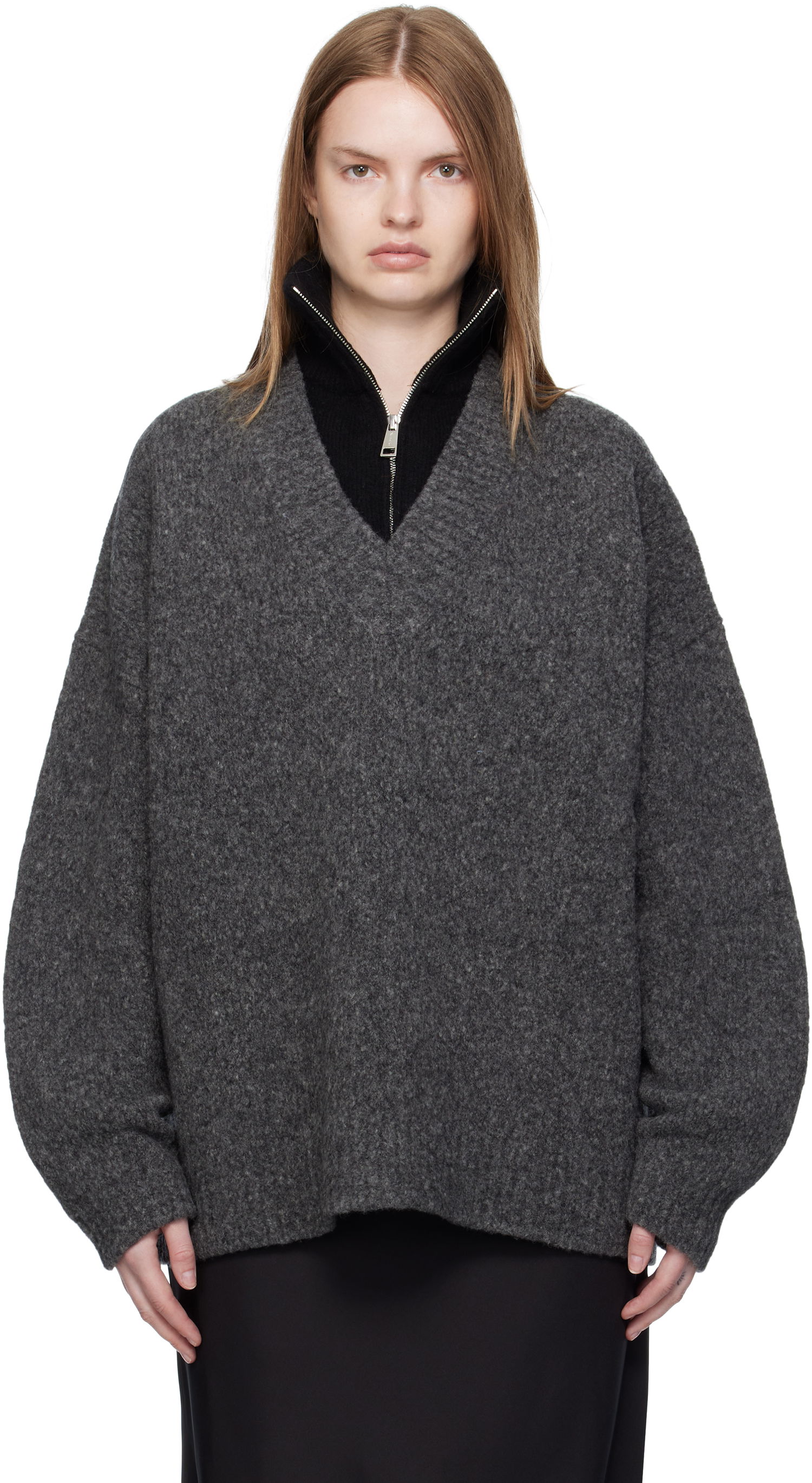 Пуловер Nanushka Nanushka Kylen Half-Zip Sweater Сиво | NU25PFSW17197, 0