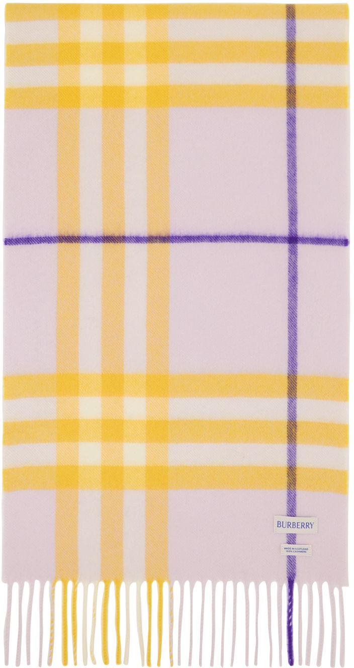Шал Burberry Check Cashmere Scarf Purple / Yellow Лилаво | 8079556, 1