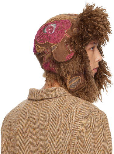 Шапка Anna Sui Anna Sui Shaggy Curly Faux Fur Aviator Hat Кафяво | 725D90, 2