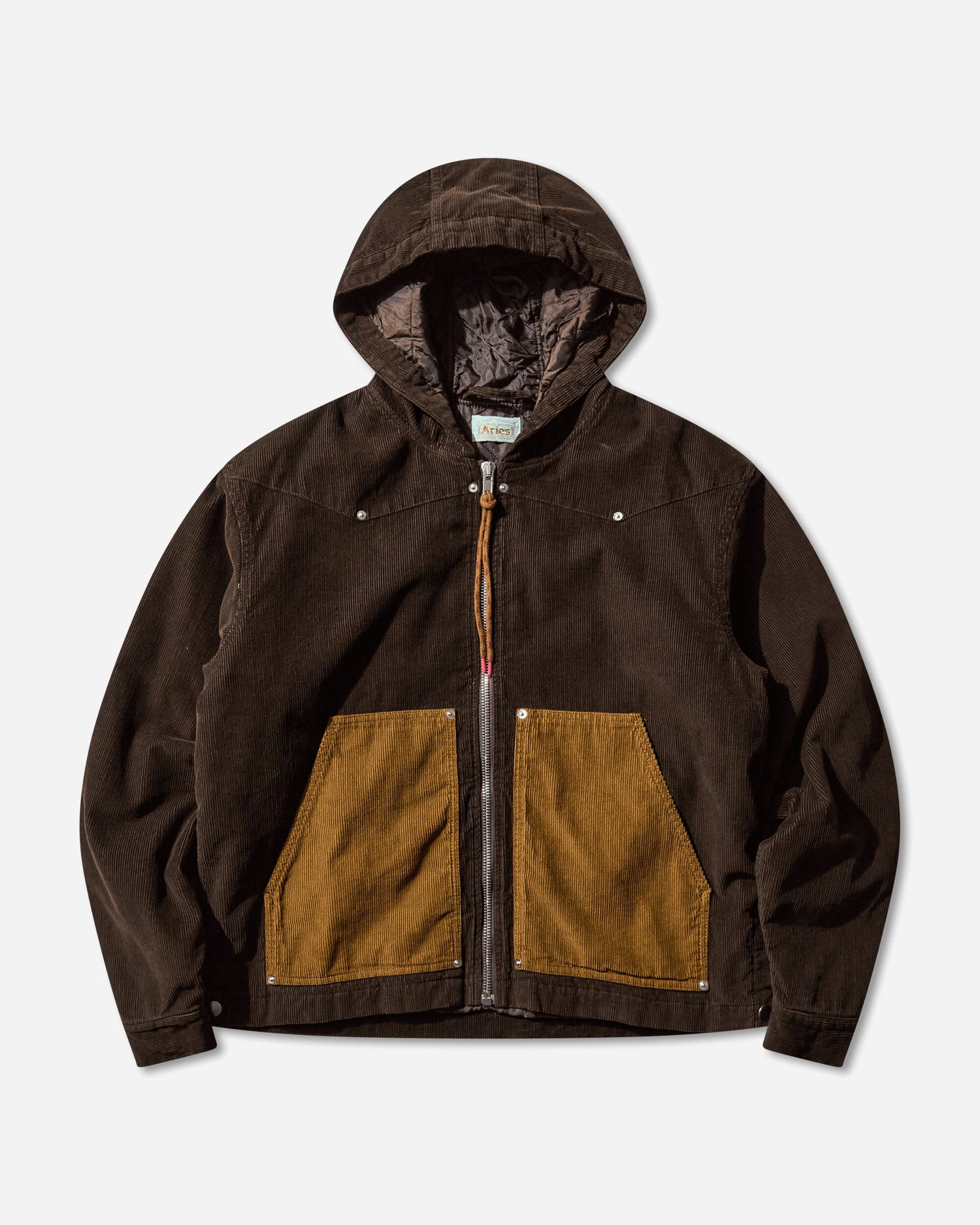 Яке Aries Washed Cord Carpenter Hooded Jacket Кафяво | AR7025004 Brown, 1