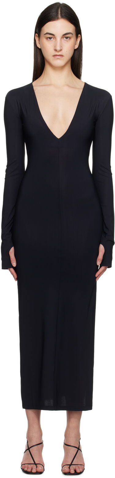 Pокля Maison Margiela MM6 Maison Margiela Jersey Plunge Maxi Dress Тъмно синьо | S52DG0026 S20518, 0