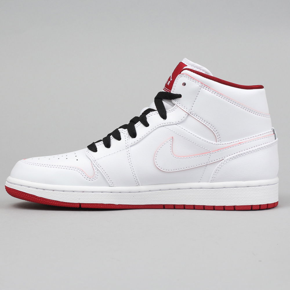 Кецове и обувки Jordan Air Jordan 1 Retro Mid "White Gym Red" Бяло | 554724-103, 0