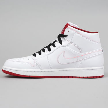 Кецове и обувки Jordan Air Jordan 1 Retro Mid "White Gym Red" Бяло | 554724-103, 0