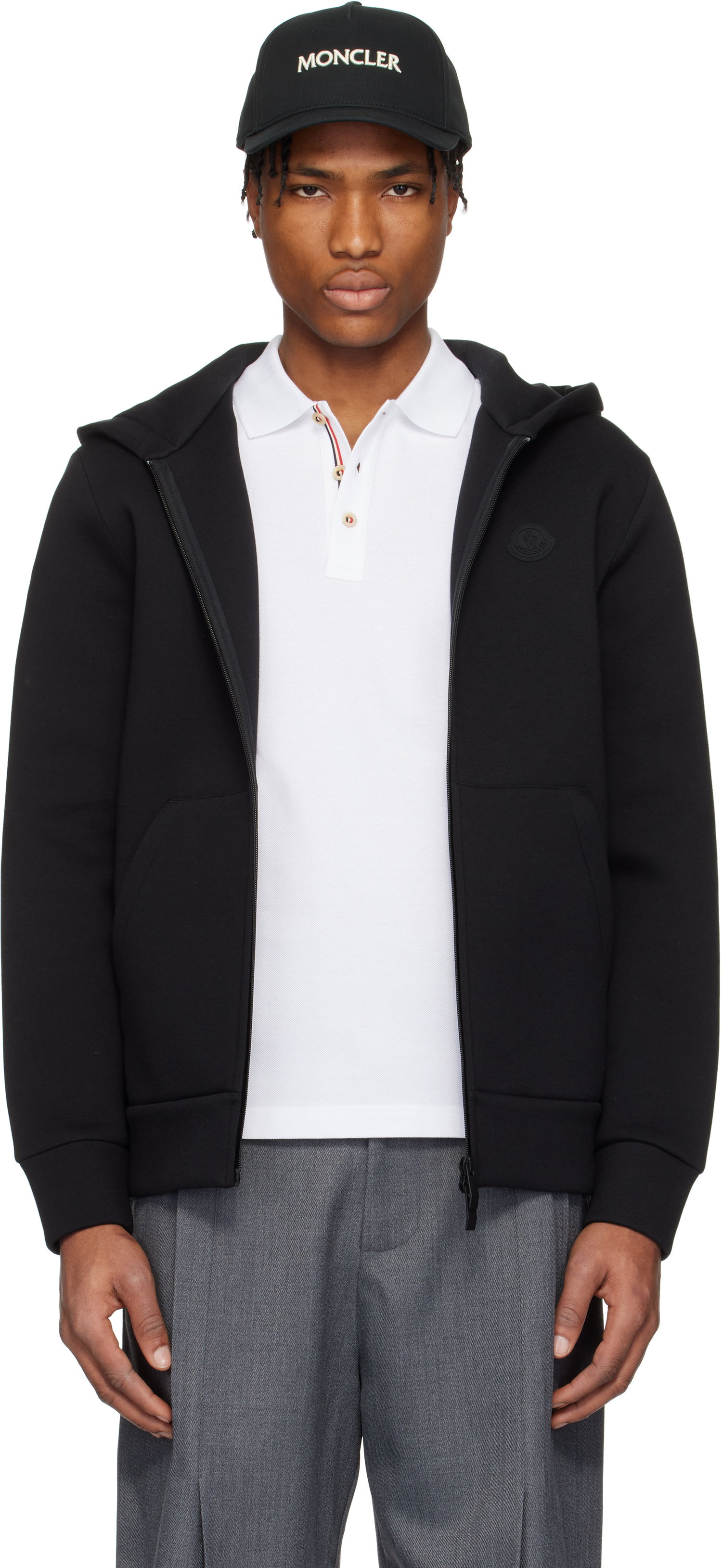 Суитчър Moncler Moncler Cotton & Neoprene Zip-Up Hoodie Черно | K10918G0000589ATP, 0