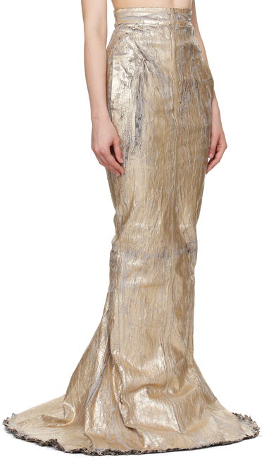Пола Rick Owens Rick Owens Megacrust Stretch Denim Lido Maxi Skirt Металик | RO01E7375 SGMC, 1