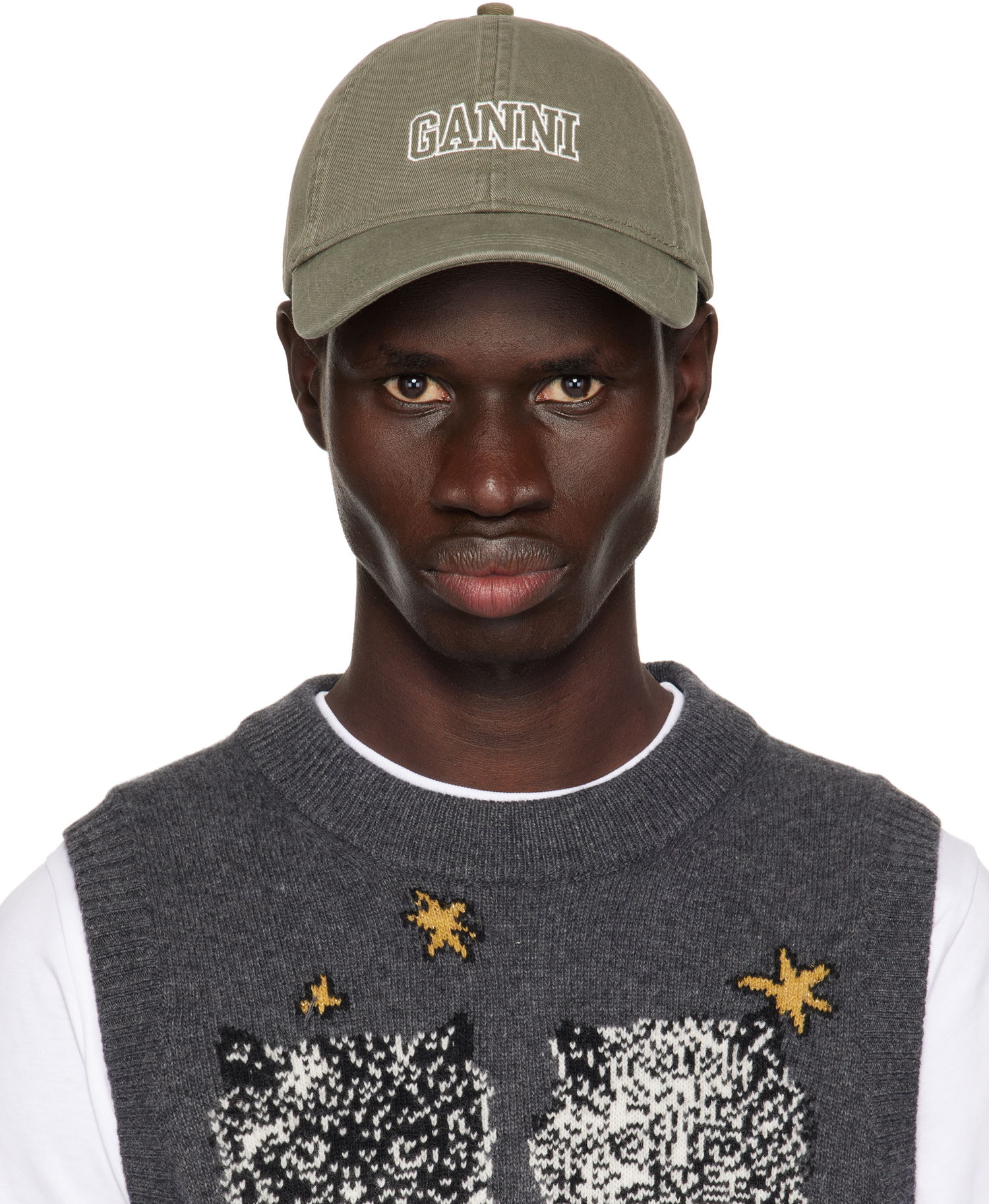 Шапка с козирка GANNI GANNI Embroidered Logo Baseball Cap Зелено | A6301, 0