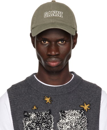 Шапка с козирка GANNI GANNI Embroidered Logo Baseball Cap Зелено | A6301, 0