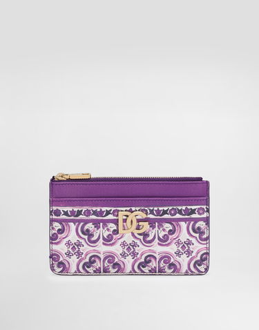 Портфейл Dolce & Gabbana Dolce & Gabbana Calfskin Card Holder with Majolica Print Лилаво | BI1261AO026I03TN, 0