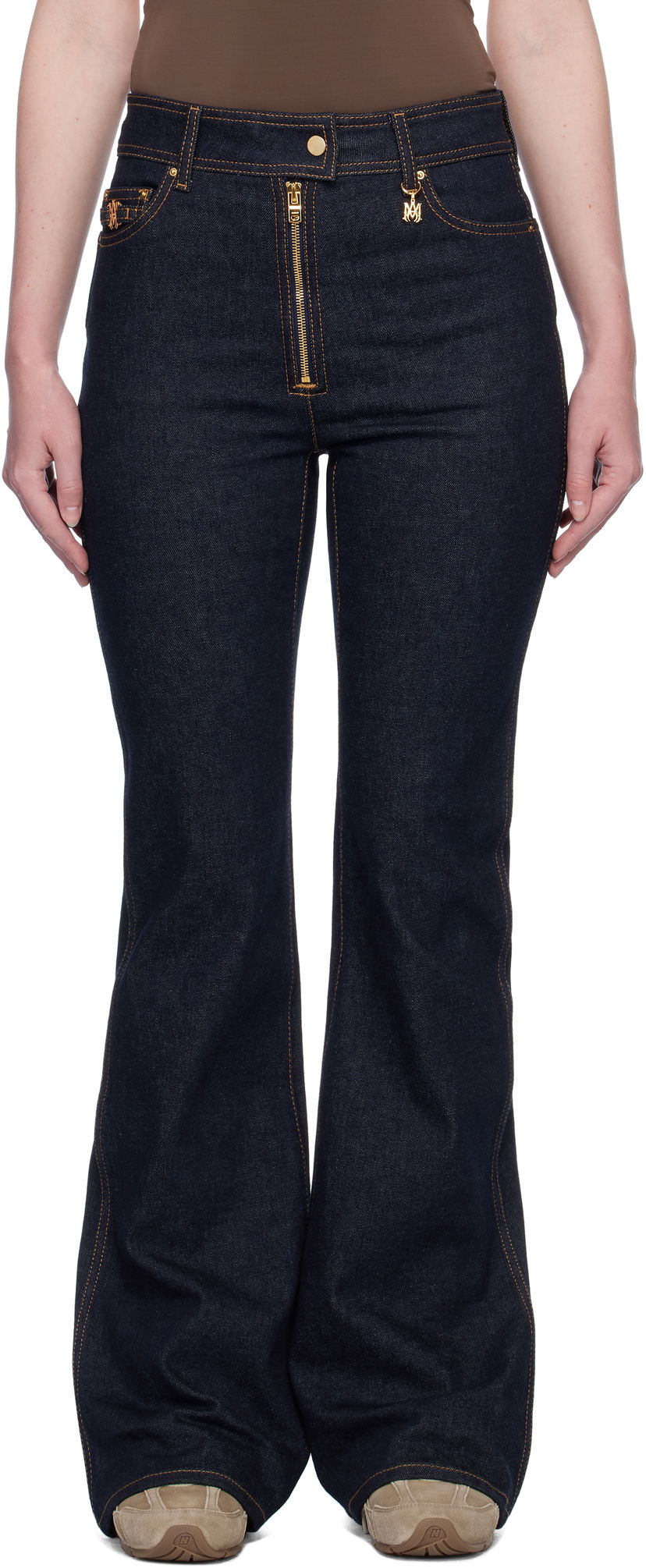 Дънки AMIRI AMIRI Zip Up Flare Jeans Синьо | AWDNFR1016