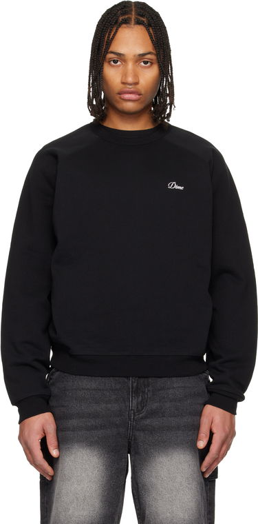 Суитчър Dime Cursive Small Logo Crewneck Sweatshirt Черно | DIMEHO2546BLK, 0