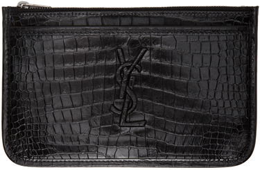 Портфейл Saint Laurent Saint Laurent Niki Croc Bill Pouch Черно | 606533 1QP0D, 0