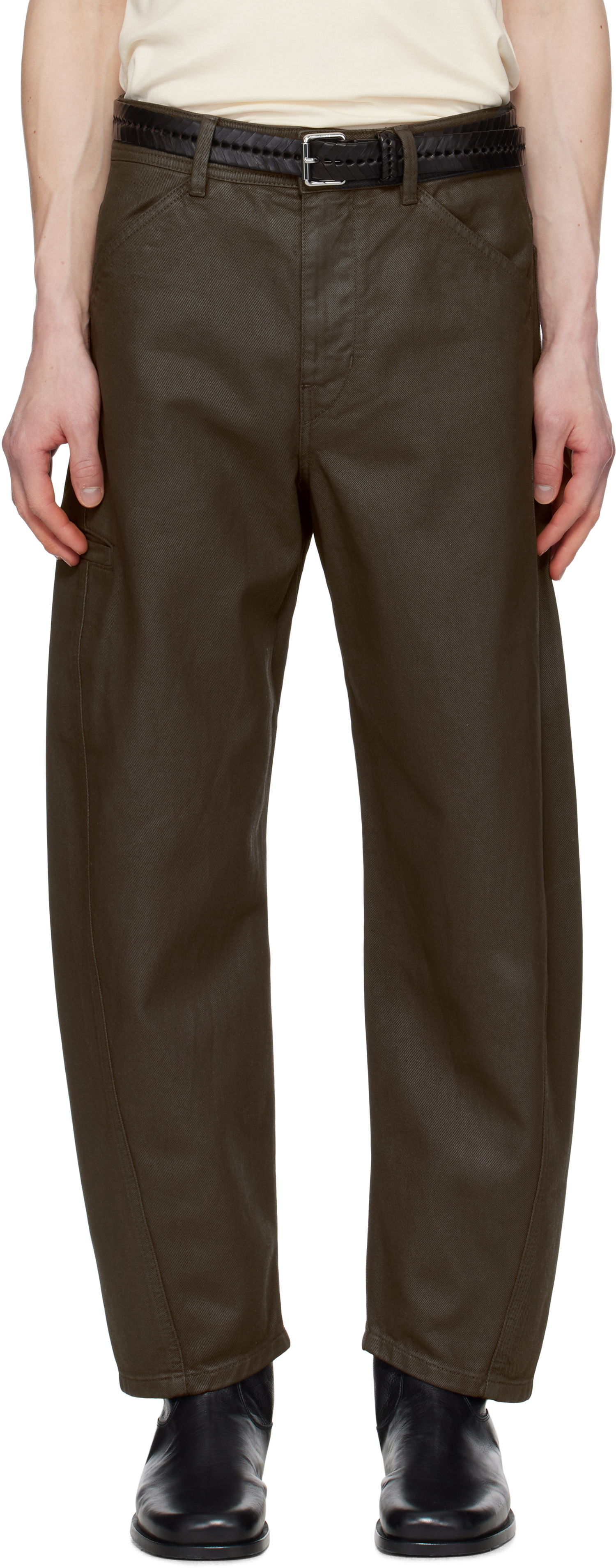Панталони LEMAIRE Lemaire Twisted Workwear Pants Зелено | PA1102 LD1030, 0