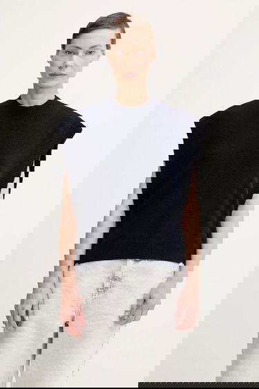 Жилетка A.P.C. Wool Rib-Knit Mock Neck Vest Pull Mathilde Тъмно синьо | WOASA.F23430, 0