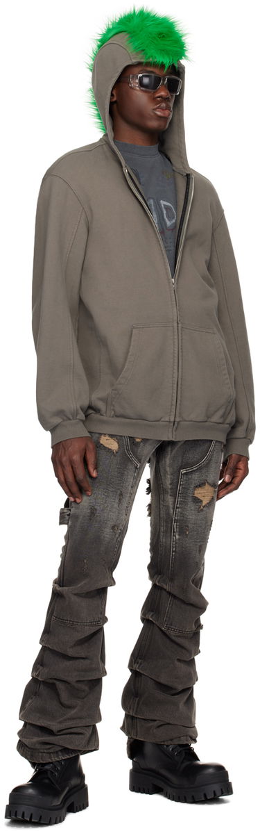 Суитчър We11done Faux-Fur Zip-Up Hoodie Сиво | WD-TJ1-24-884-U-CH, 3