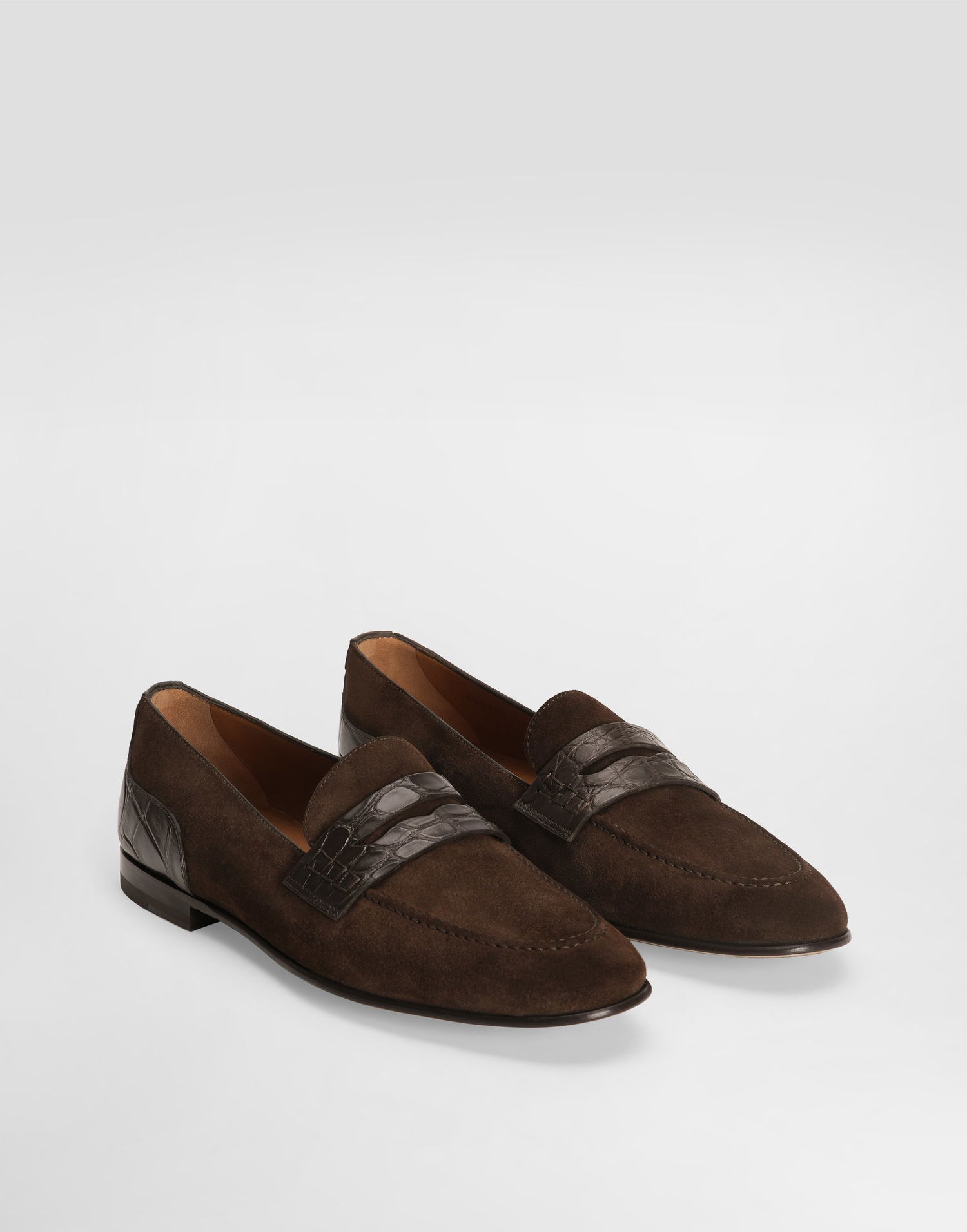 Кецове и обувки Dolce & Gabbana Split Calfskin Alligator Driver Loafers Кафяво | A50717A2E228M157, 1