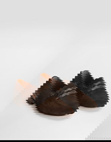 Кецове и обувки Dolce & Gabbana Split Calfskin Alligator Driver Loafers Кафяво | A50717A2E228M157, 1
