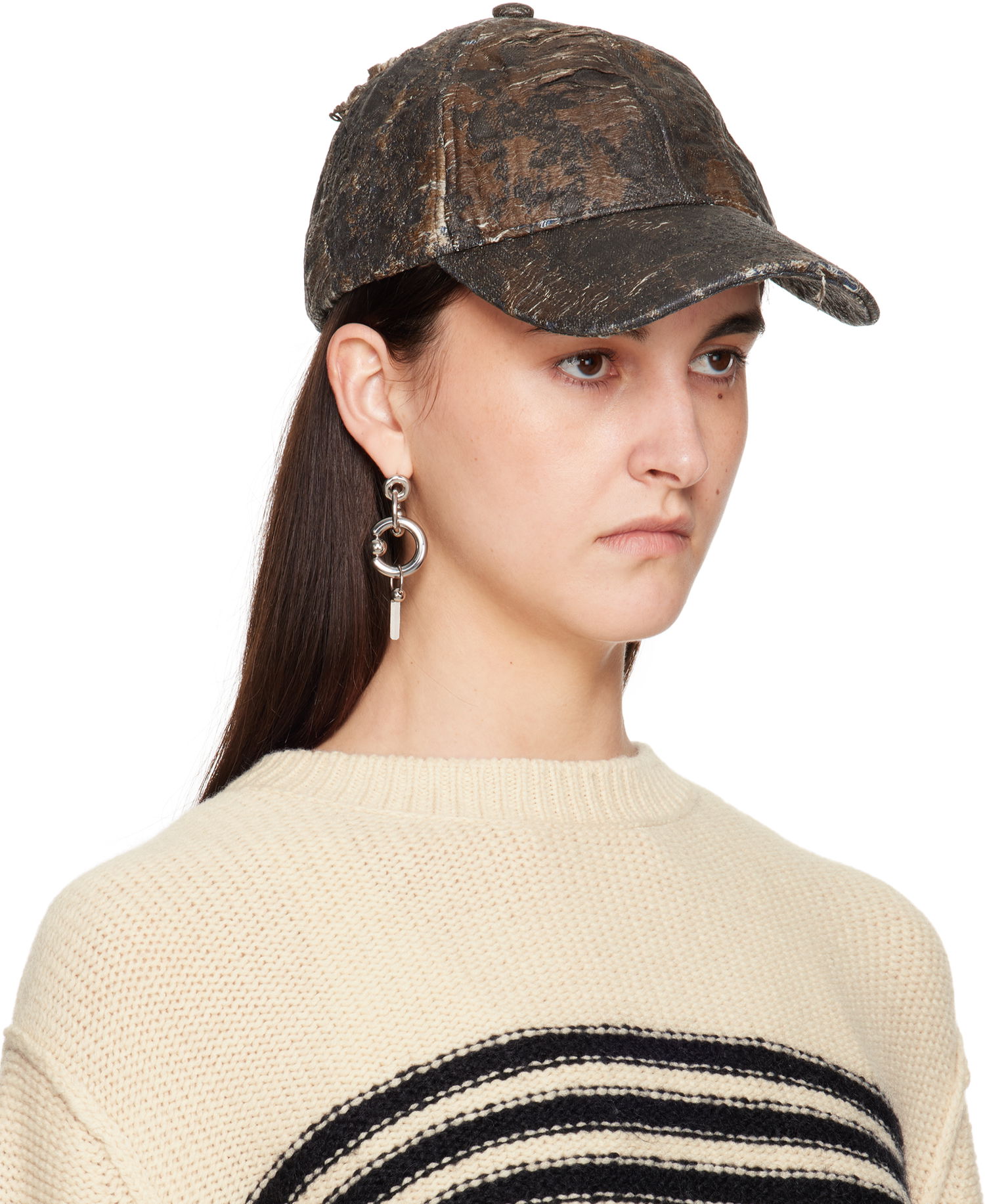 Шапка с козирка Acne Studios Acne Studios Distressed Monogram Baseball Cap Кафяво | C40401-, 1