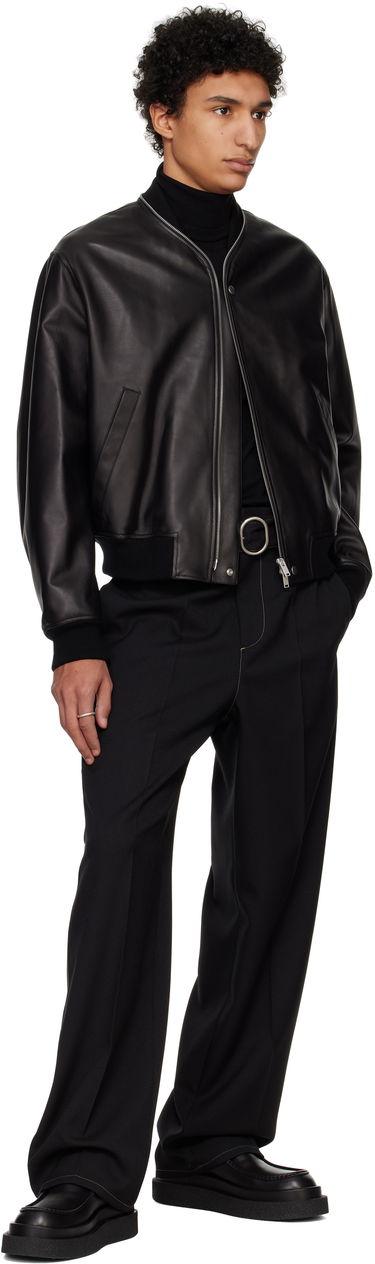 Яке Jil Sander Black Zip Leather Jacket Черно | J23BN0012_J07173, 3