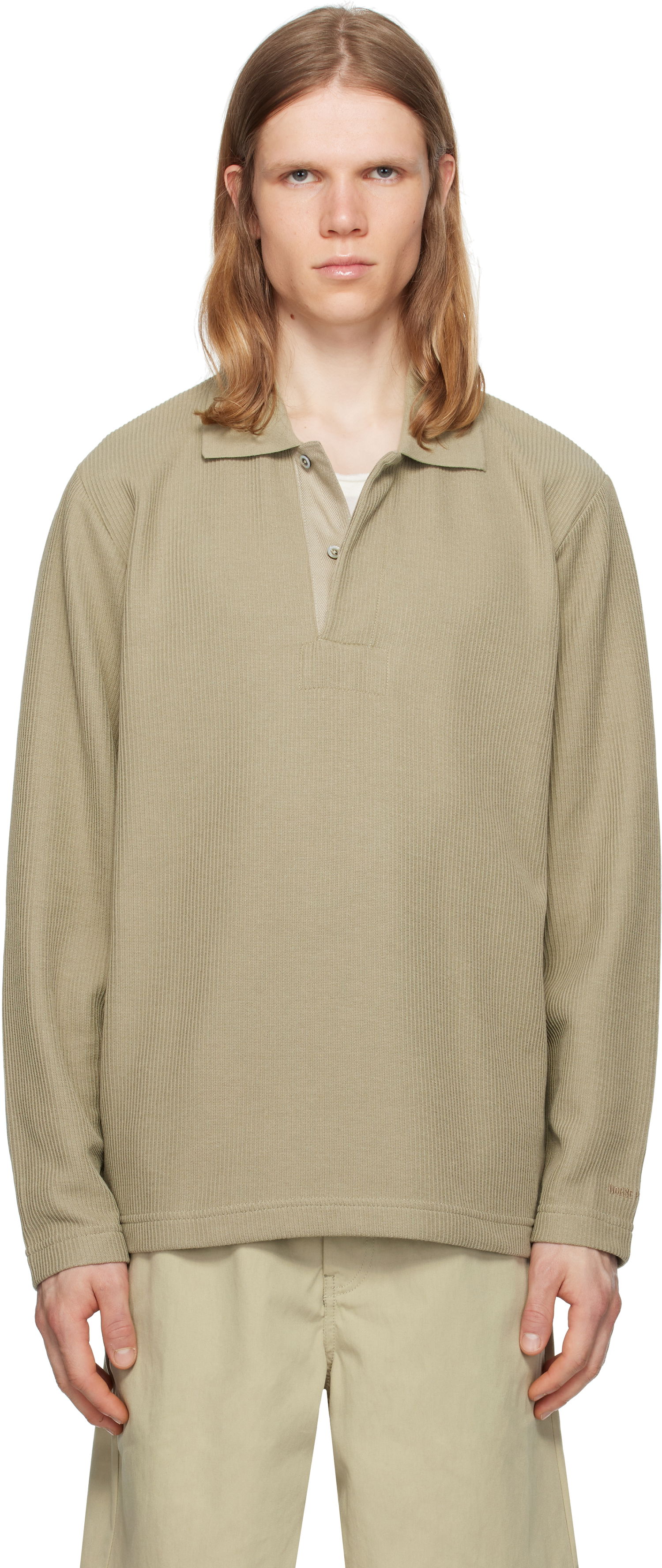 Поло тениска NORSE PROJECTS Norse Projects Ruben Double Face Long Sleeve Polo Зелено | N10-0214, 0