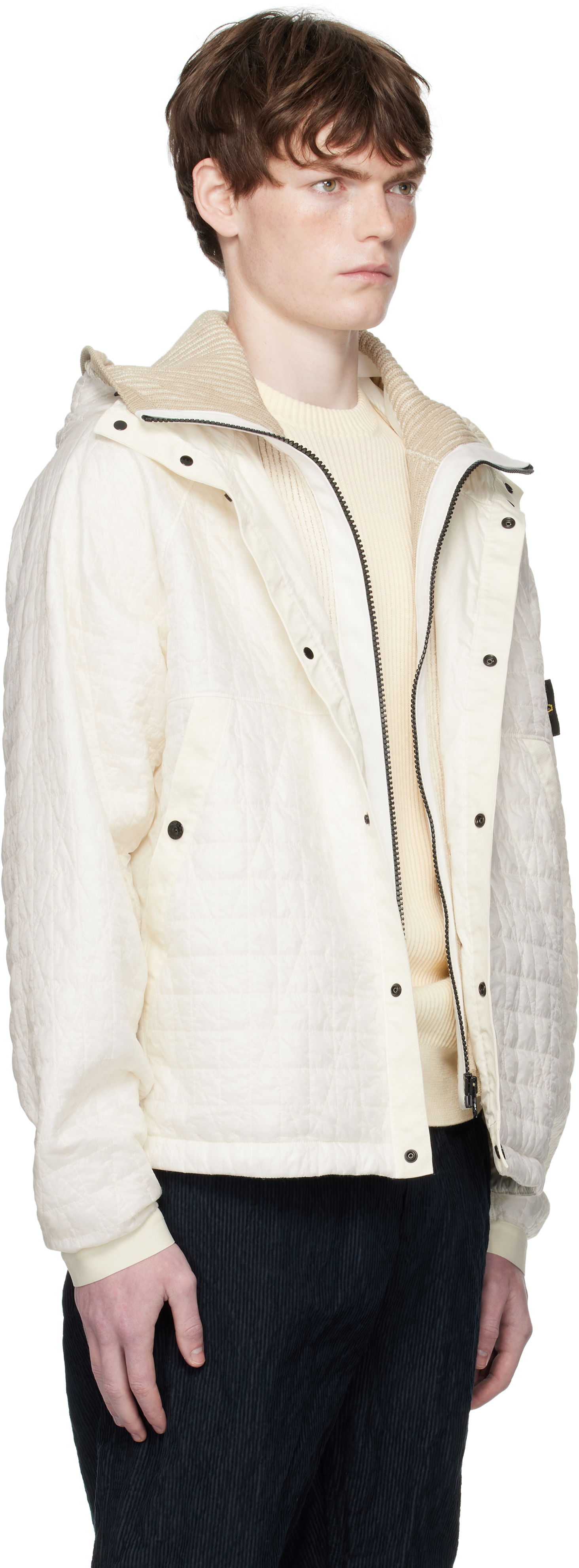 Яке Stone Island Stone Island Quilted Crinkled Reps Hooded Jacket Бяло | K2S15 4100023 S0186, 1