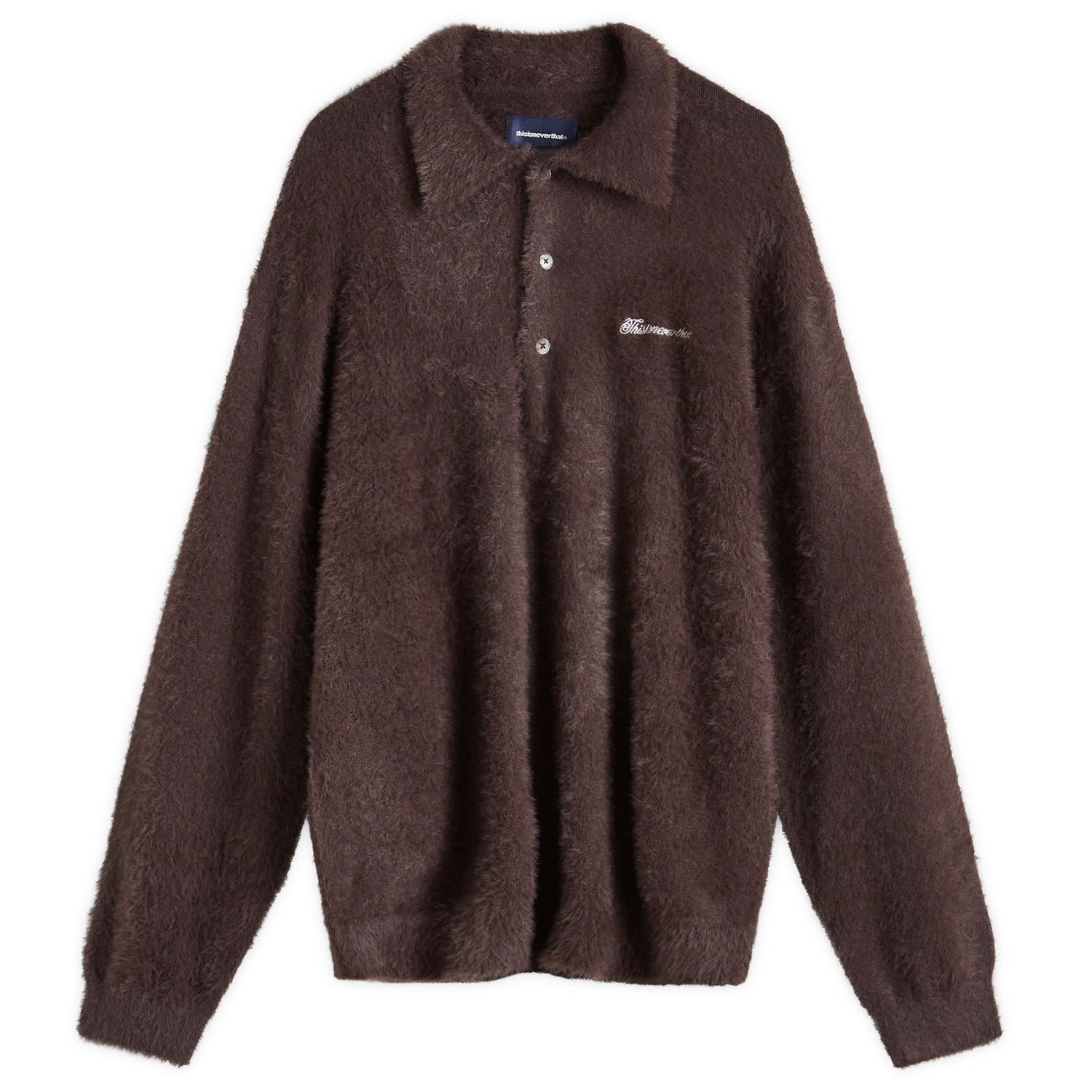 Пуловер thisisneverthat Knit Polo Shirt Кафяво | TN243KKNPK08-BRN, 0