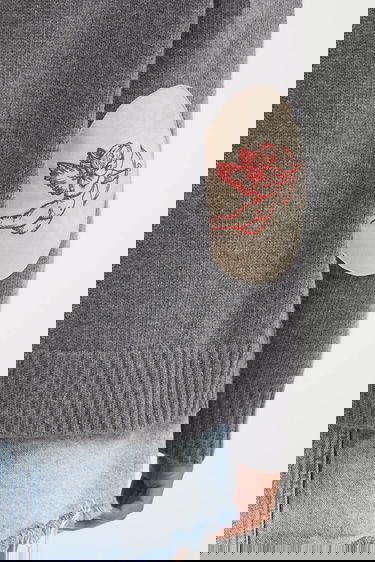 Пуловер Fiorucci Fiorucci Cupid Elbow Patch Wool Sweater Сиво | W02FPKSW335KN03GY01, 3