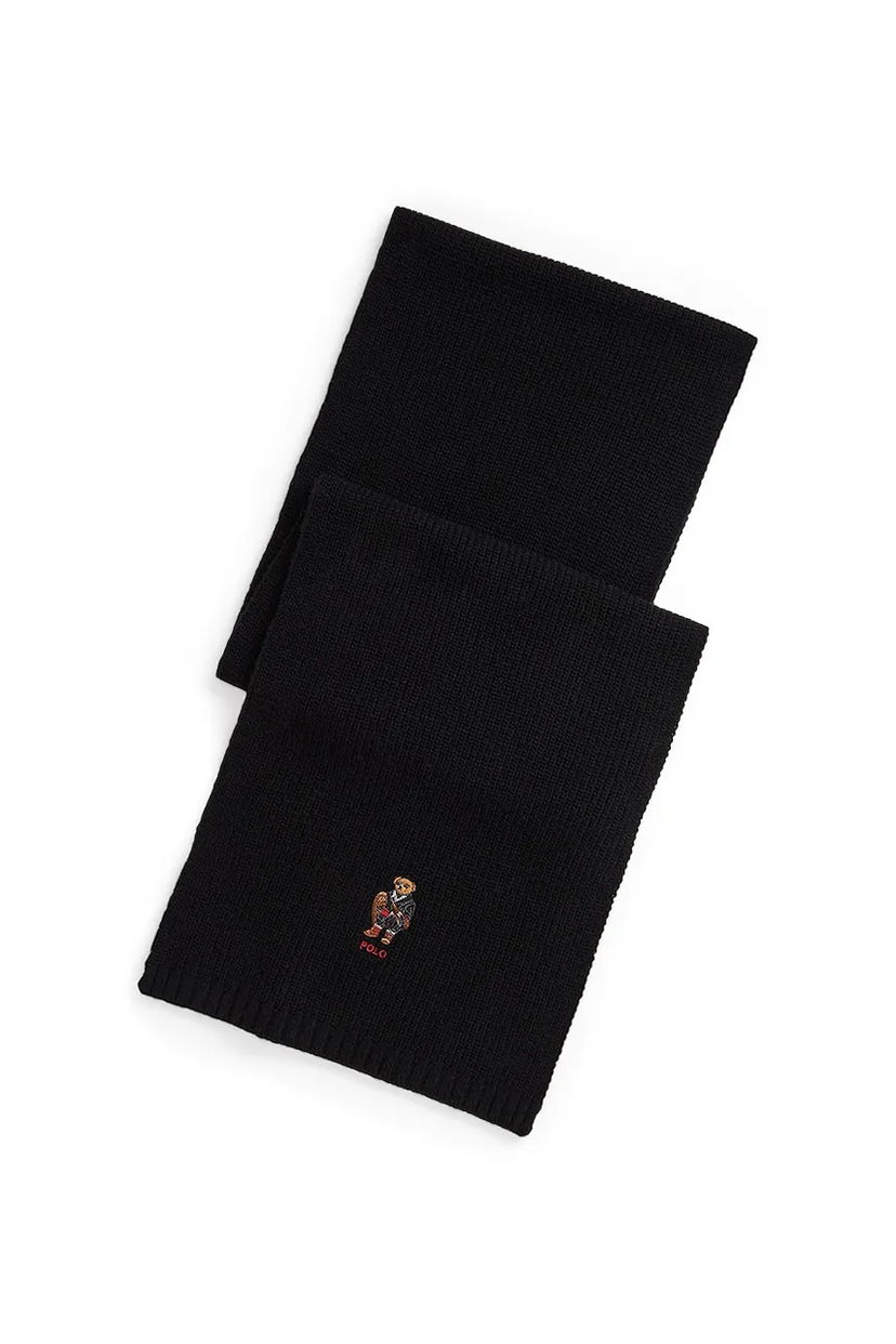 Шал Polo by Ralph Lauren Embroidered Polo Bear Wool Blend Scarf Черно | 449P02042