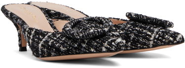 Кецове и обувки Gianvito Rossi Portofino 55 Tweed Buckle Mules Черно | G93006-55RIC-BCL, 3