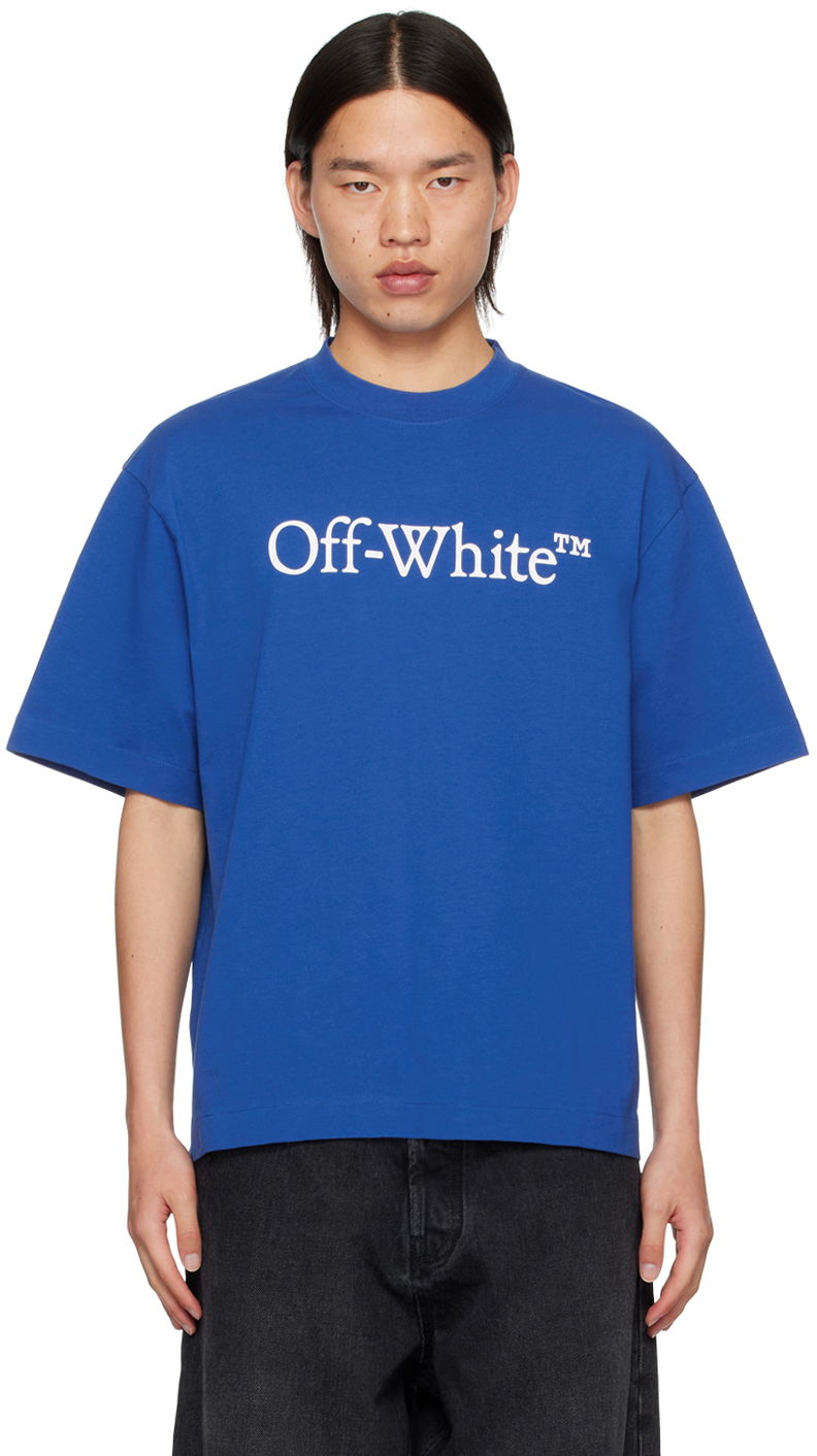 Тениска Off-White Blue Big Bookish Skate T-Shirt Синьо | OMAA120F24JER0024501