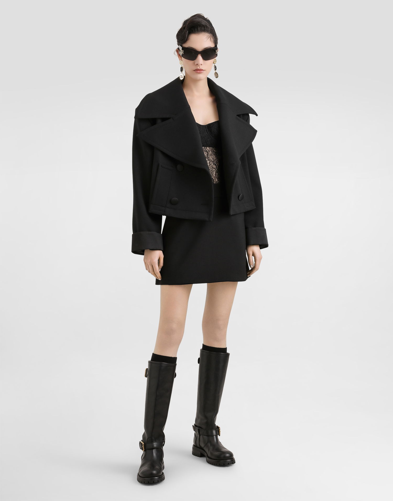 Пола Dolce & Gabbana Dolce & Gabbana Double Crepe Basque Skirt Черно | F4C4PTFU2L8N0000, 1